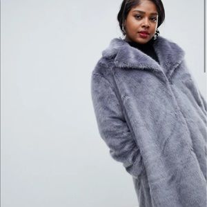 Lavender faux fur coat NWT
